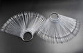 100 Tips Fan Shape Plastic Nail Art Tips Display Polish Board Display Practice Sticks with Metal Split Ring Holder (Clear) - color: Clear