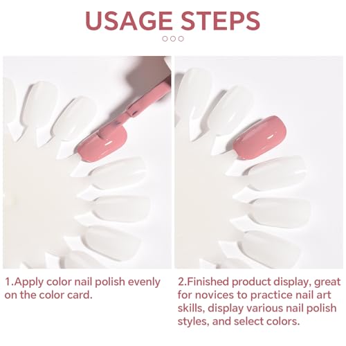 20Pcs False Nail Swatches Wheels for 360 Color Nail Tips Acrylic Nail Art Polish Display Nail Practice Tips Board for Manicure, Home DIY/Nail Art Salon Show, Natural - color: 20Pcs Natural