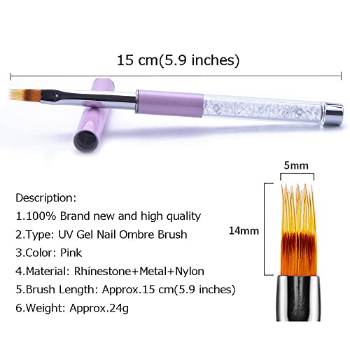 5Pcs Ombre Nail Brush Nail Detail Brush Nail Art Brushes Nail Design Brushes Nail Painting Liner Brush for Acrylic Nails Thin Nail Pen Nail Art Tools - color: yellow, purple, rose gold