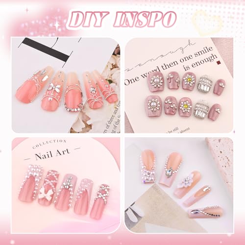 Nail Glass Rhinestones Flatback Pearls and Nail Beads for Nails with Glue - color: 15 2 Boxes Nail Art Decos Set 36+Glue