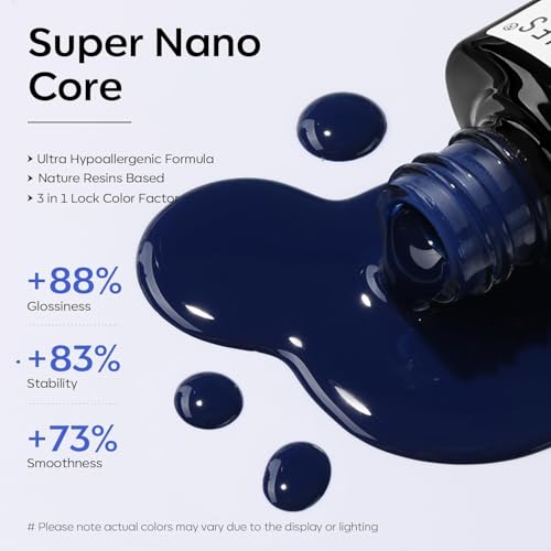 modelones Blue Gel Nail Polish Soak Off UV/LED Gel Polish 15ML - color: A1-Dark Blue Solid