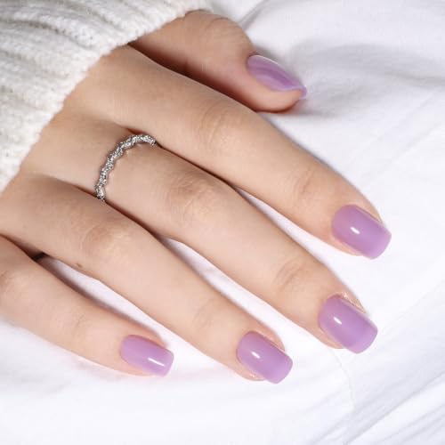 Purple Press On Nails Square - Light Purple Nails Fake Nails - color: 5A - Lilac Mauve