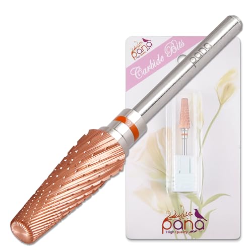 PANA 5-in-1 Pro Upgraded Multi-Function Drill Bit 3/32" Shank Size - (Rose Gold, 2X Coarse to 2X Fine) - Mix Size Tungsten Drill Bit Fast Remove Acrylic Hard Gel Nail for Manicure Pedicure - color: Rose Gold, size: Pro Upgraded