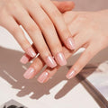 DANNI & TONI Semi Cured Gel Nail Strips Nude Pink Chrome Mirror Gel Nail Wraps 28 Stickers | Silken Hush - color: Silken Hush