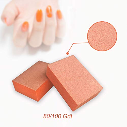 MARYTON Nail Buffer Mini Block Files, 80/100 Grit, Orange, 130 PCS - color: Orange