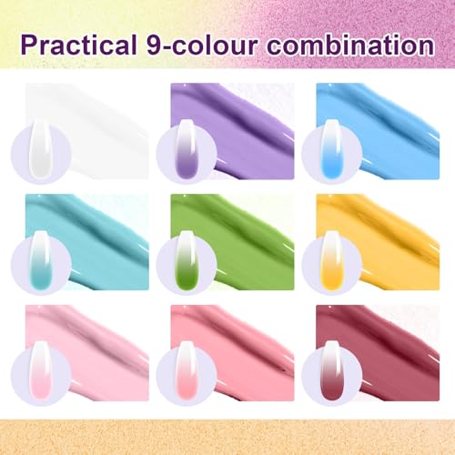 Gradient Painting Gel, 9 Colors Ombre Paint Gel Nail Polish - color: Bloom Summer