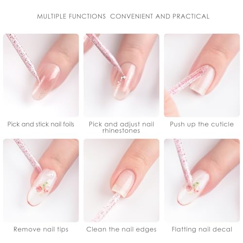 100Pcs Disposable Nail Sticks Double-End Nail Cuticle Pusher Remover Nail Care Stick Cleaning Stick for Fingernail Manicure Pedicure Tool (Pink) - color: Pink
