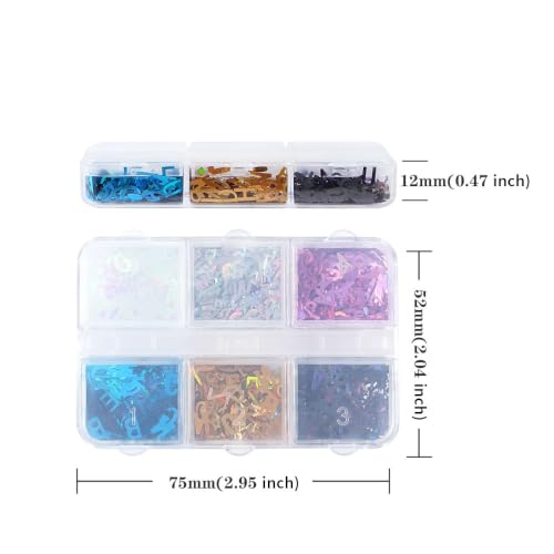 Holographic Letter Number Glitter Flakes Alphabet Nail Sequins 6 Grids - color: Style05