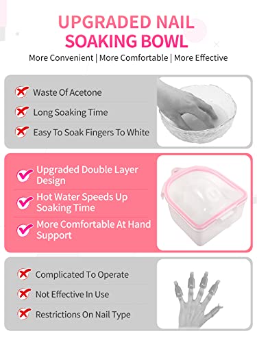 Nail Soaking Bowl, Soak Off Gel Polish Dip Powder Remover Manicure Bowl with Triangle Cuticle Peeler and Stainless Steel Cuticle Pusher Nail Art Tool (Pink-3pcs set) - color: Pink-3pcs set