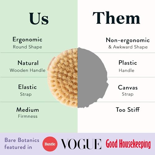 Bare Botanics Dry Brushing Body Brush for Lymphatic Drainage - size: 4-inch
