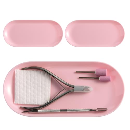 Manicure Tools Storage Tray 3Pcs Oval Plastic Display Dish