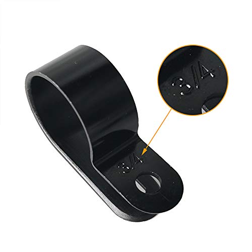 Cable Clamp 200 Pcs Black Nylon Screws Plastic R-Type Cable Clamp Clips Fasteners Assortment for Cable Conduit 6 Sizes 3/16" to 1" - size: 6 Sizes_200 Pcs