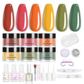 Beetles Fall Dip Powder Nail Kit, 6 Colors Burgundy Orang Red Green Yellow - color: 6 Colors x 10g Kit | Autumn Depth Palette