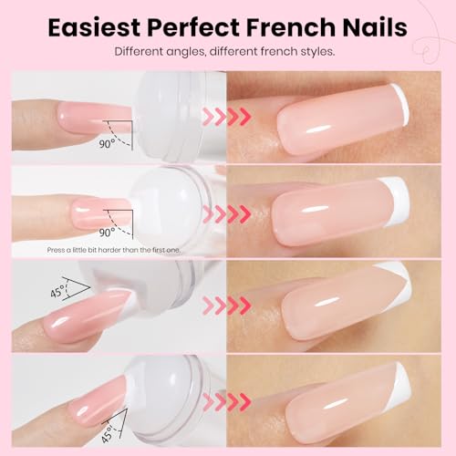 Beetles French Tip Tool Nail Stamp 6Pcs Silicone French Tips Stamp Set - color: A - Clear-6