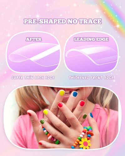 krofaue Kids Nail Tips - Children Square Clear Press On Nails - color: Clear Square Kids Nail Tips