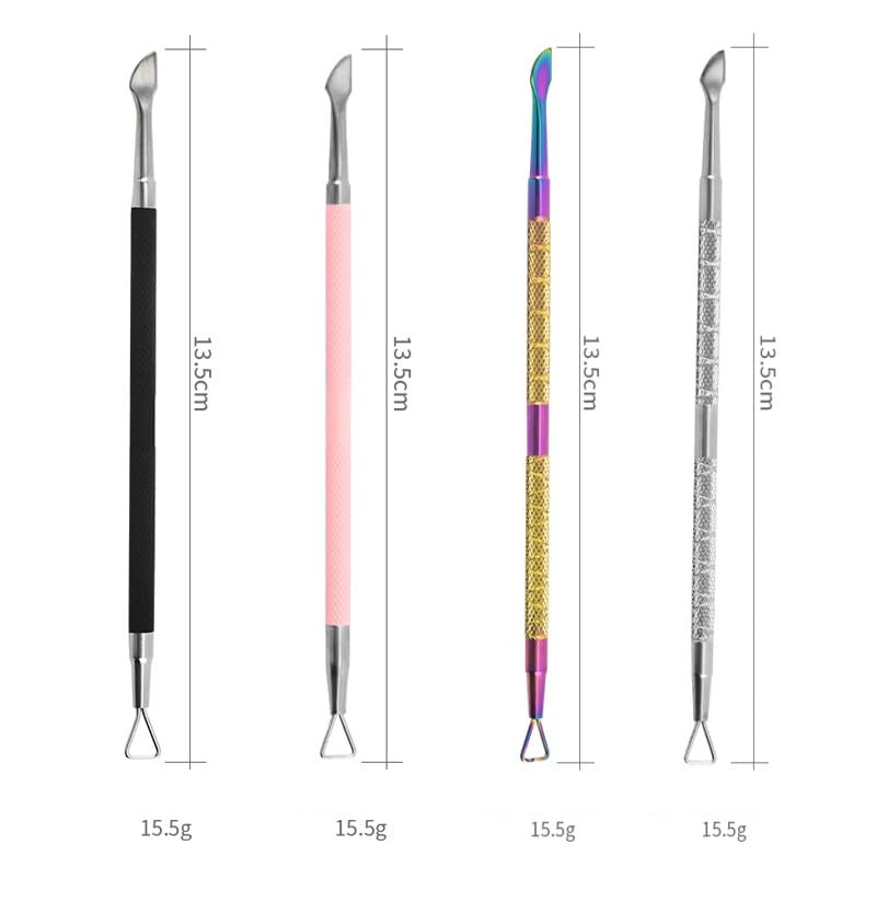 Gel Nail Remover Tool, Cuticle Pusher for Women, Dual-end Dead Skin Nail Pusher Nail Dirt Cleaner Tool, 410 Stainless Steel,No.02.1 - color: CP No.02.1-Silver 1Pc
