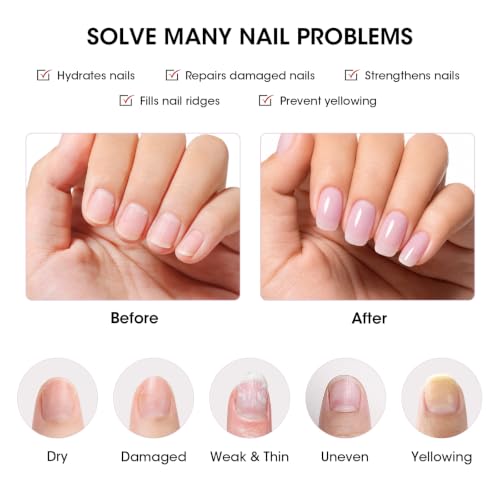 GELLEN Clear Nail Polish Ridge Filling Base Coat, No Light Needed,HEMA Free - color: Clear Lavender Purple Tint