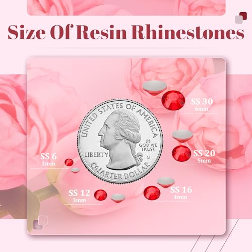 6000PCS 4mm Resin Rhinestones Bulk for Crafting (Red), Flatback Bedazzling Crystals for Crafts DIY Nail Decoration, Gems Charms for Tumbler Shoes Clothing Fabric with Pickup Pen and Tweezers - color: B06 Resin Rhinestones (Red), size: 4mm