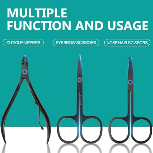 26Pcs Manicure Nail Clipper Set for Men Women Gift, Black Case - color: Black