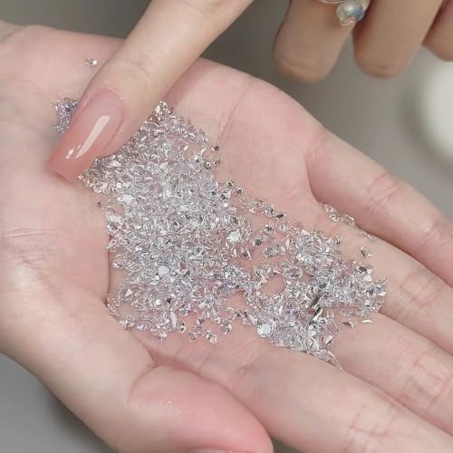 150pcs Shiny Zircon Nail Rhinestones Silver Zircon Mini Nail Clear Rhinestones Multi Shapes Crystal Nail Gems Silver Flatback Gemstones Nail Accessories Nail Supplies (Silver Gem) - color: Silver Gem