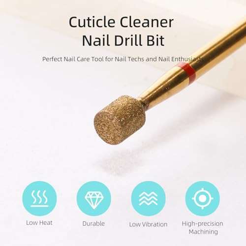 4mm Barrel Cuticle Clean Nail Drill Bit, Titanium Series Russian Diamond Nail Bits Professional Safety Under Nail Cleaner for Cuticle Dead Skin, Electric Nails Accessories, Fine - color: 4mm Barrel Cuticle Bit, size: Fine - F