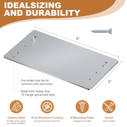 (20PCS) 5 "x 8" Nail Plate -16 # self Tapping Nail Protection Plate - Used for Wooden Stud Protection, Pipeline Wiring, Drywall Protection, Galvanized 5 "x 6" Nail Plate (20 PCS).