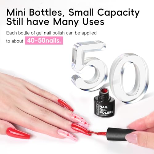COSCELIA 25PCS Gel Nail Polish Set Fall Colors Gel Nail Polish Soak Off with Glossy Matte Silver Golden Glitter Top Coat Red Brown Black White Green DIY Gifts for Women Girls - color: 25pcs All Seasons Gel Polish