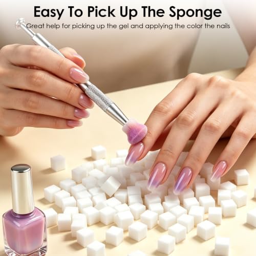 Nail Sponges 400 Pcs Soft Sponges with 1PCS Grabbing Pen