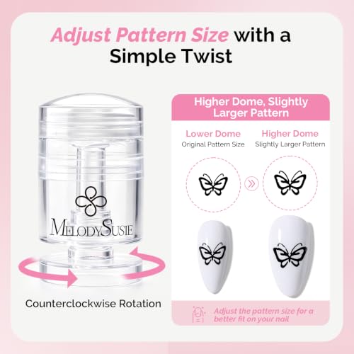 MelodySusie French Tip Tool, Nail Art Stamper, Rotatable Nail Stamp, 6PCS - color: Clear