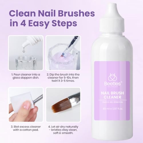 Beetles Nail Art Brushes Cleaner and Conditioner, 85ml (2.87 Fl.oz) - color: A - Clear-01
