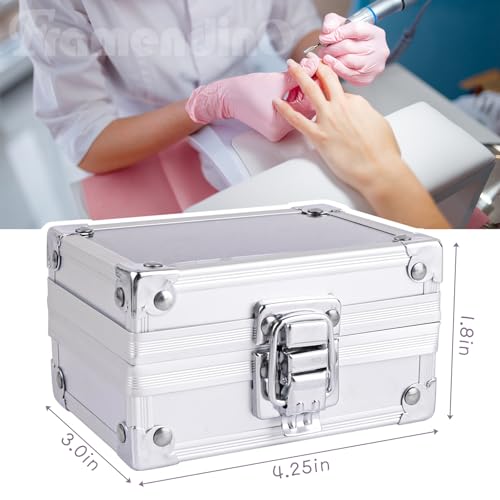 Framendino, 40 Holes Nail Drill Bit Holder Storage Case for Salon Silver - color: 40 Holes