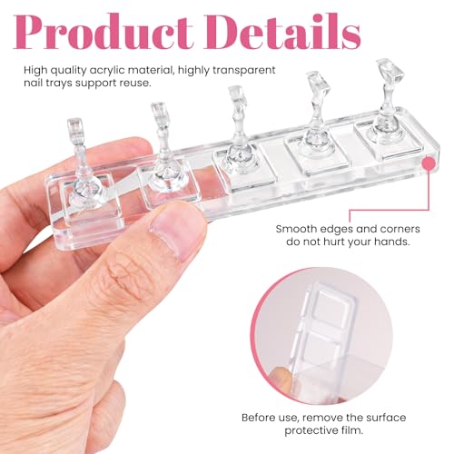10 Pack Nail Stand for Press ons with 50 Pack Tape, Non-Magnetic and Detachable Nail Holder for Painting, Art, Display, Acrylic Fake Tip Practice Tool, Home, Salon