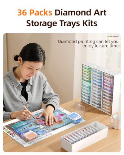 Redtwo 36 PCS Diamond Painting Storage Containers Trays, White - color: White