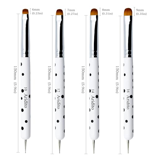 4Pcs Acrylic French Manicure Brushes & Dotting Pens, White - color: White