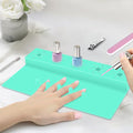 Nail Polish Holder, 2 in 1 Silicone Hand Rest Mat-Turquoise - color: Turquoise