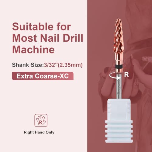 3/32" 2PCS Clean Cone Carbide Cuticle Cleaner Bit for Nail Prep & Cleaning - color: 008 Rose Gold, size: XC