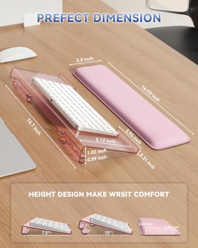 Adjustable Computer Keyboard Stand for Desktop, Keyboard Holder Wrist Rest - color: Coral Pink