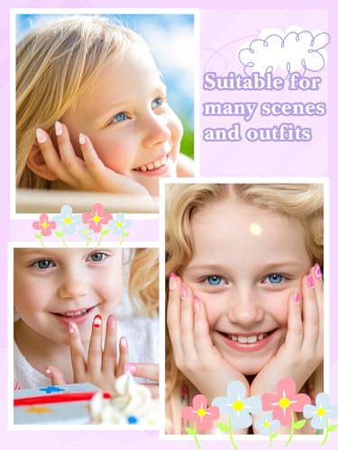 EBANKU 78Pcs 3 Pack Press on Nails kids, Halloween Acrylic Fake Nails - color: Cloud/3P