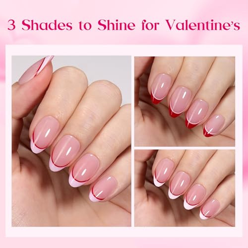 Beetles Press On Nails - Romantic Dream, 3 Colors Short Almond 192 Pcs - color: K - Romantic Dream - S
