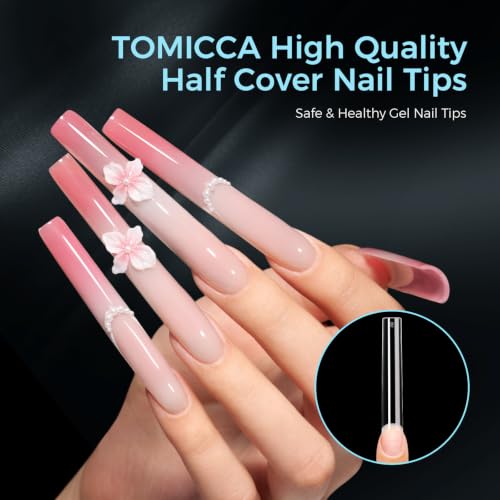 TOMICCA Extra Long Square Nail Tips 312Pcs XXXL Half Cover Acrylic Nails