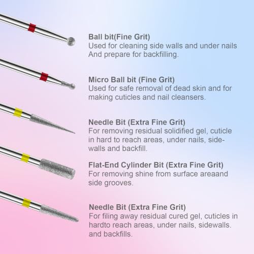3/32'' 10Pcs Nail Drill Bits Set Diamond for Home & Salon Use Removal - color: 10Pcs Diamond Bits Sets