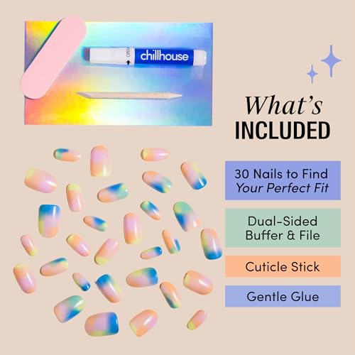 Chillhouse - Chill Tips, Press on Nails Kit - Groovy Baby (Oval) - 30 Nail Shapes & Sizes - Up to 2 Weeks of Wear - Customizable Fit - Reusable - Latina Founded & Women Owned - Beauty & Self Care - color: Groovy Baby