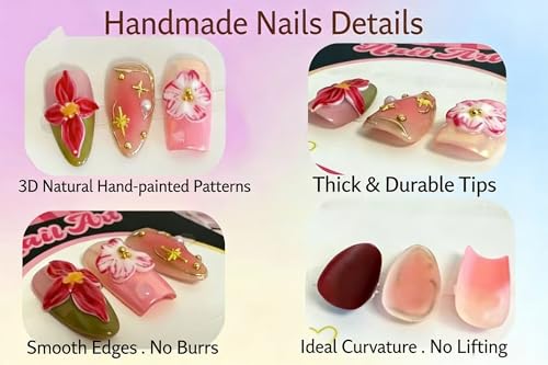 Handmade Fall Press On Nails Long Almond French 10Pcs - color: color02