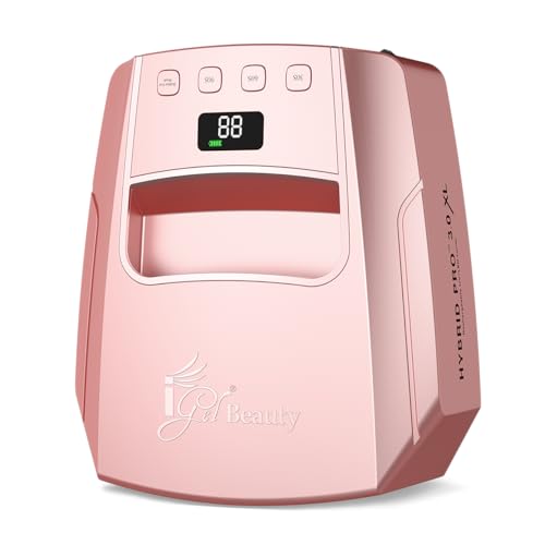 iGel Beauty Hybrid PRO 3.0 XL UV/LED Nail Lamp – Wireless Rechargeable 48W Nail Dryer, Extra Wide Full-Hand Curing, 9000mAh Battery, Smart Timer & Builder Gel Mode, Cordless Professional Lamp - color: Rose Gold