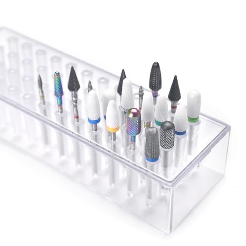 Nail Drill Bits Holder 48 Holes Drill Bits Organizer Case Clear
