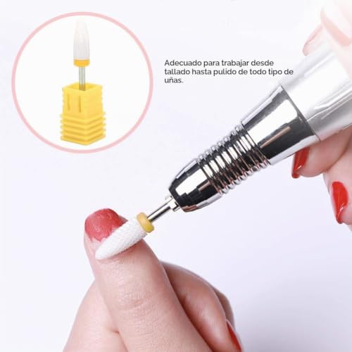 Ceramic Nail Drill Bit Corn-Head-Shape Professional Grinding Head for Nail Polishing(Yellow) - color: Yellow