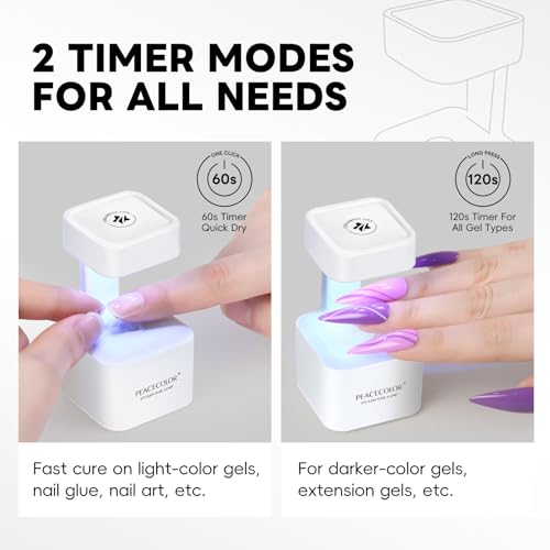 PEACECOLOR Mini U V Light for Gel Nails, Fast Curing 2 Timer Modes - color: Mini Nail Lamp