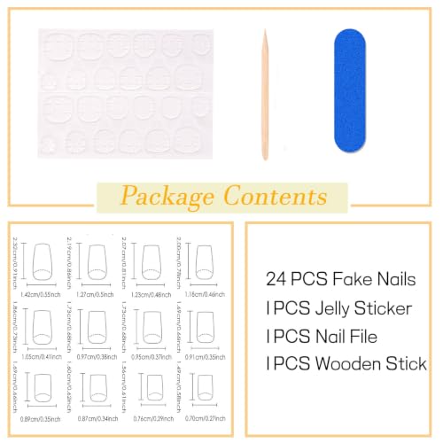 Fall Press on Nails Medium Square Fake Nails with Flower Lines Designs Autumn Nails Press ons Black White Glue on Nails Glossy Acrylic Nails Cute Stick on Nails for Women 24Pcs - color: Flower Lines Designs
