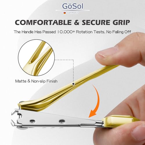 Nail Clippers Anti Splash Fingernail Cutter, Carbon Steel, Sharp Blades - color: Golden