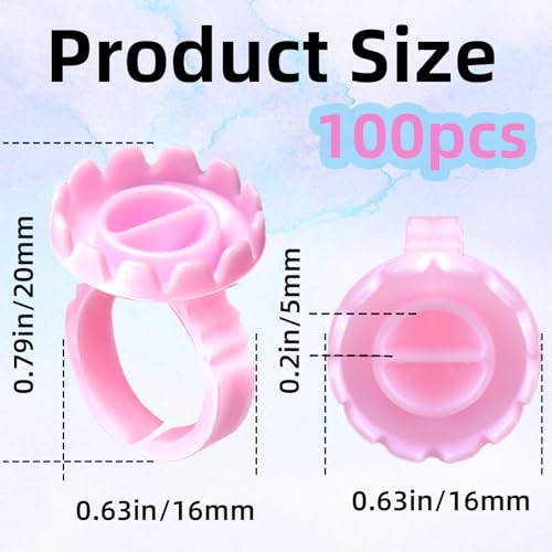 100 Pcs Glue Rings for Eyelash Extensions,Disposable Ring for Lashes Cute Lash Glues Holder Ring Glues Cup Glue Rings,Use for Eyelash Extension Supplies(Rotundity Pink) - size: Rotundity Pink